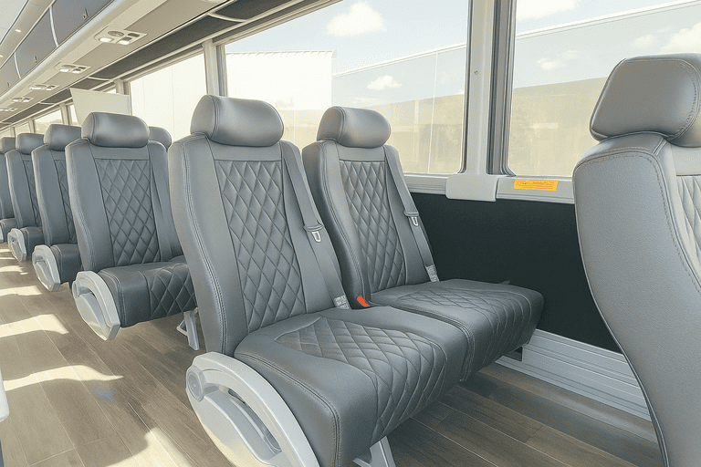 interior of Tamarac Coach Bus Service charter bus