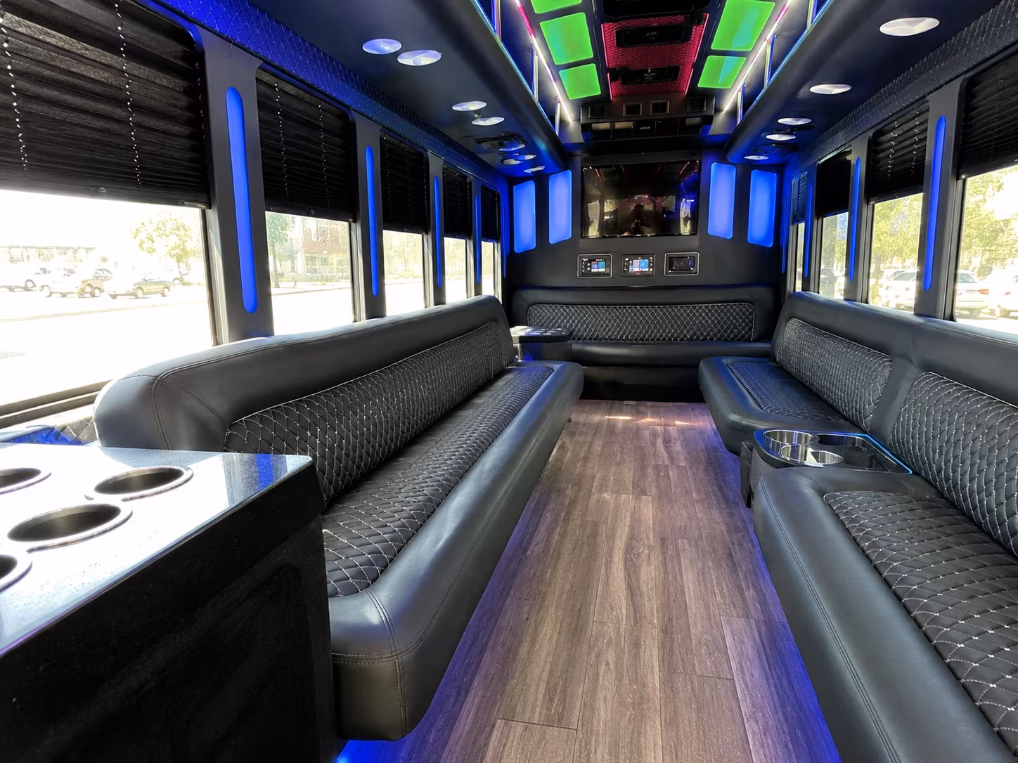 tamarac 15 passenger party bus inside