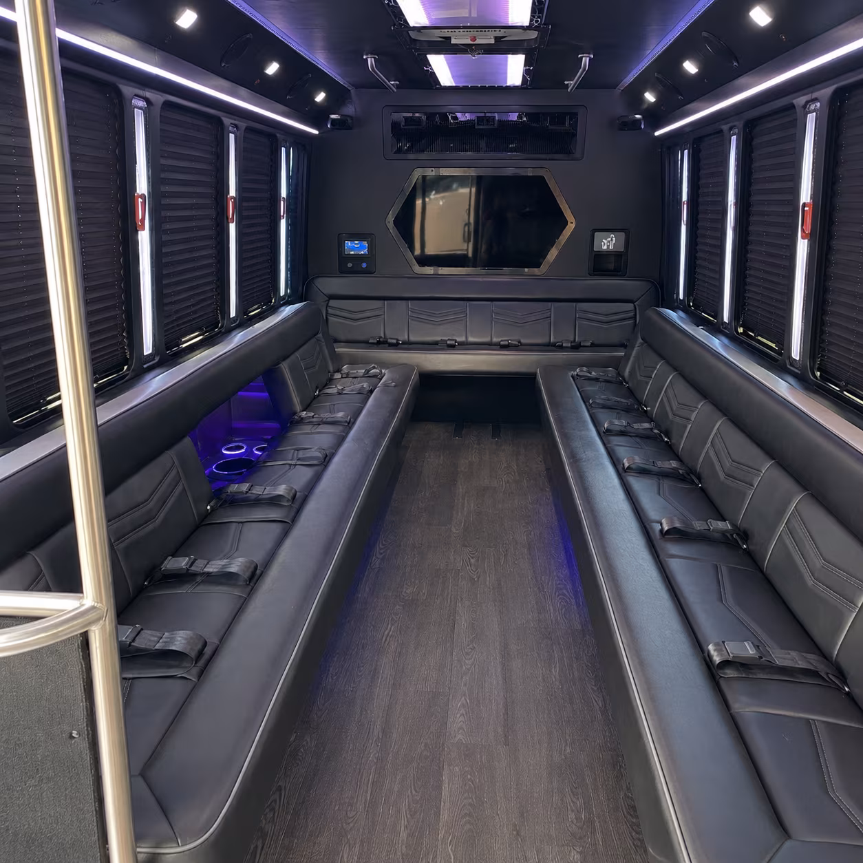 tamarac 18 passenger party bus interior