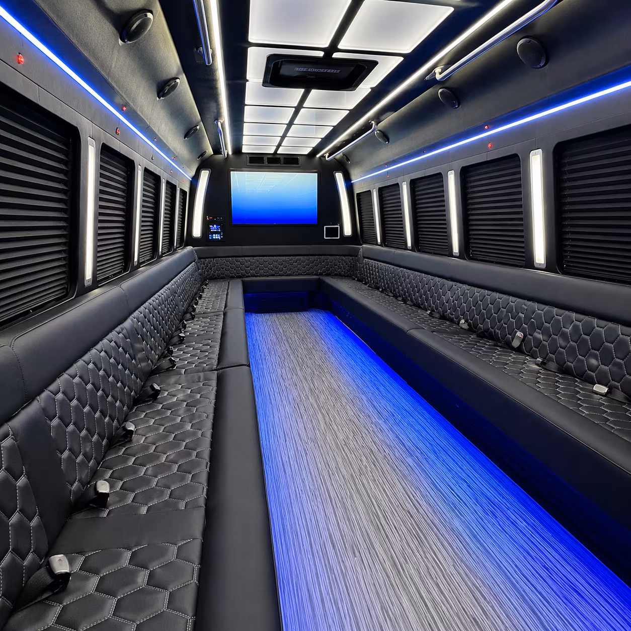tamarac 50 passenger party bus inside